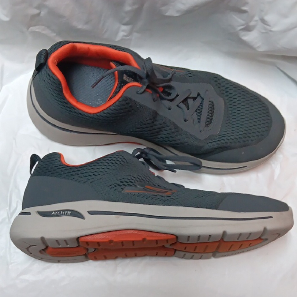 Skechers Men's Arch Fit Grey and Orange Shoes Size 12